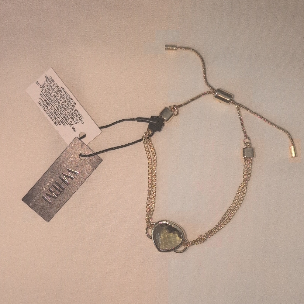 WHBM Gold Olive Stone Adjustable Bracelet 2025